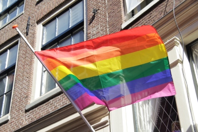 De Regenboogvlag het embleem van de homobeweging